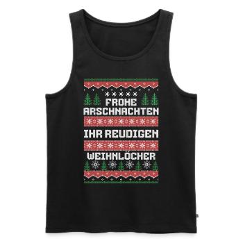 Frohe Arschnachten Ihr Weihnlöcher - Männer Premium Bio Tank Top - Schwarz - Vorne - AI Model Male 178 light (178cm)