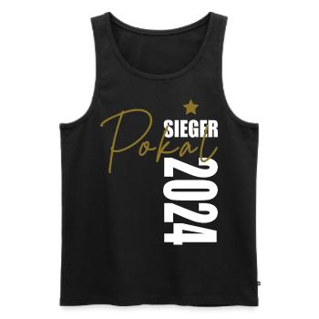 Pokalsieger 2024 - Männer Premium Bio Tank Top - Schwarz - Vorne - Michal (187cm)