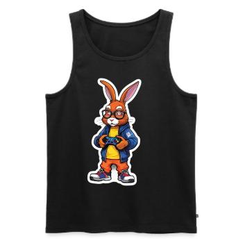 Zocker Osterhase für Nerds und Gamer - Männer Premium Bio Tank Top - Schwarz - Vorne - Michal (187cm)