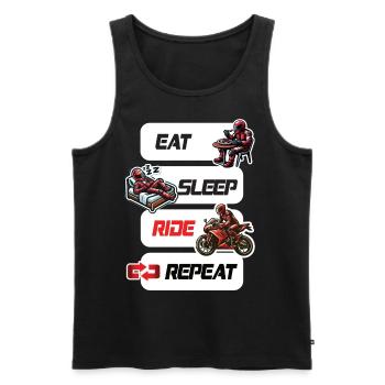 Eat Sleep Ride Repeat Motorcycle & Biker Quote - Men's Premium Organic Tank Top - black - Front - AI Model Male 178 light (178cm)