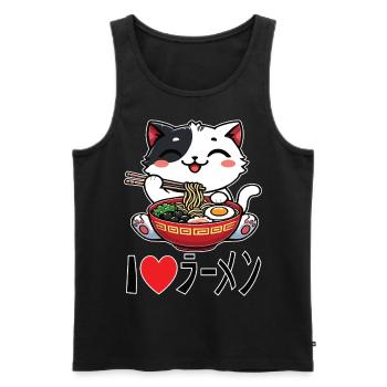 Lustige Katze - Ich liebe Ramen Nudeln T-Shirt - Männer Premium Bio Tank Top - Schwarz - Vorne - Michal (187cm)