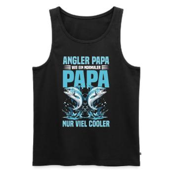 Angler Papa Spruch Sprüche Angeln - Männer Premium Bio Tank Top - Schwarz - Vorne - Michal (187cm)
