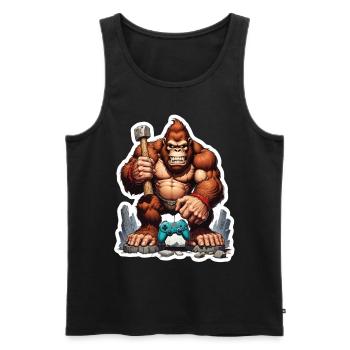 Retro Gamer Gorilla mit Controller Konsolenspiele - Männer Premium Bio Tank Top - Schwarz - Vorne - AI Model Male 178 light (178cm)