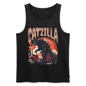 Catzilla Chat japonais vintage - Débardeur bio Premium Homme - noir - Devant - AI Model Male 178 light (178cm)