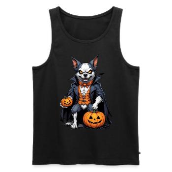 Halloween - Hund Grusel mit Kürbis - Männer Premium Bio Tank Top - Schwarz - Vorne - Michal (187cm)