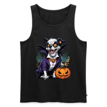 Halloween - Dog Horror with Pumpkin - Men's Premium Organic Tank Top - black - Front - Michal (187cm)