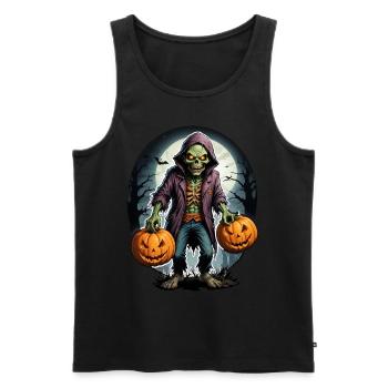Halloween - Zombie Horror Horror with Pumpkin - Men's Premium Organic Tank Top - black - Front - AI Model Male 178 light (178cm)