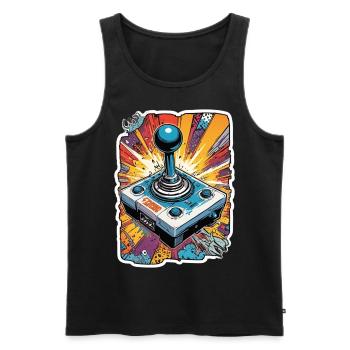 Retro Gamer Adventure Joystick - Men's Premium Organic Tank Top - black - Front - AI Model Male 178 light (178cm)