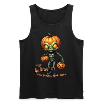 Alien with pumpkin heads Halloween - Men's Premium Organic Tank Top - black - Front - AI Model Male 178 light (178cm)