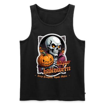 Halloween Crâne Citrouille Crâne Crâne Effrayant - Débardeur bio Premium Homme - noir - Devant - AI Model Male 178 light (178cm)