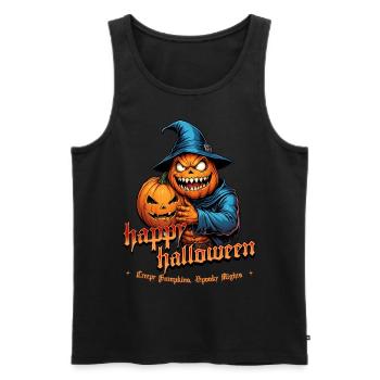 Halloween Pumpkin Witch Hat Midnight - Men's Premium Organic Tank Top - black - Front - Michal (187cm)