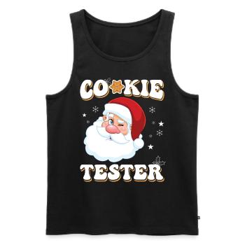 Testeur de biscuits de Noël amusant avec le Père Noël - Débardeur bio Premium Homme - noir - Devant - AI Model Male 178 light (178cm)