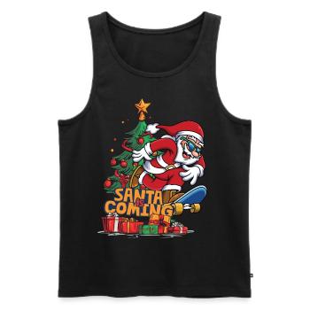 S’amuser à faire du skateboard avec le Père Noël - Débardeur bio Premium Homme - noir - Devant - Michal (187cm)