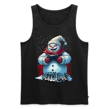 Méchant Noël Gamer Bonhomme de neige Joyeux Noël - Débardeur bio Premium Homme - noir - Devant - Michal (187cm)