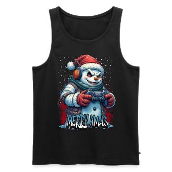 Méchant Noël Gamer Bonhomme de neige Joyeux Noël - Débardeur bio Premium Homme - noir - Devant - Michal (187cm)