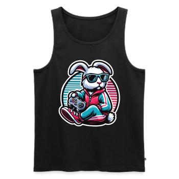 Lässiger Gamer-Hase Mit Controller - Männer Premium Bio Tank Top - Schwarz - Vorne - AI Model Male 178 light (178cm)