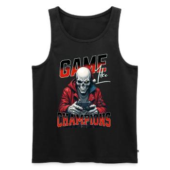 Game Like Champions Mit Totenkopf und Controller - Männer Premium Bio Tank Top - Schwarz - Vorne - Michal (187cm)
