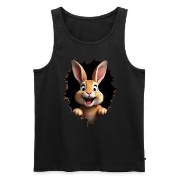 Süßer Hase guckt durch Loch - Osterhase - Männer Premium Bio Tank Top - Schwarz - Vorne - Michal (187cm)