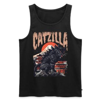Catzilla Kaiju Monster Vintage - Débardeur bio Premium Homme - noir - Devant - AI Model Male 178 light (178cm)