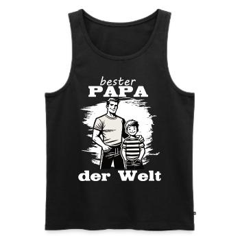 Bester Papa der Welt - Vater Sohn Design - Männer Premium Bio Tank Top - Schwarz - Vorne - Michal (187cm)