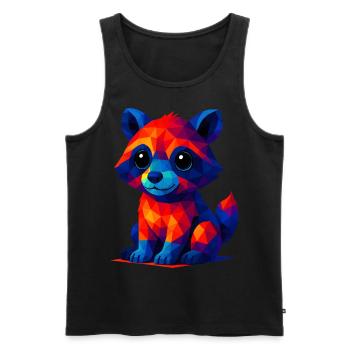 WPAP Polygon Kawaii Stil Tiere Baby Waschbär - Männer Premium Bio Tank Top - Schwarz - Vorne - Michal (187cm)