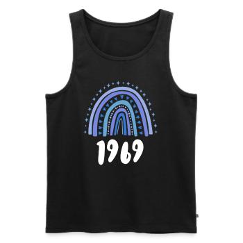 Blue Rainbow Année de naissance née en 1969 - Débardeur bio Premium Homme - noir - Devant - AI Model Male 178 light (178cm)