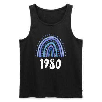 Blue Rainbow Année de naissance née en 1980 - Débardeur bio Premium Homme - noir - Devant - Michal (187cm)