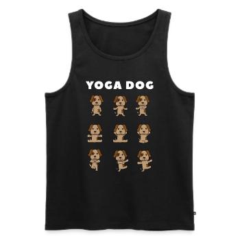 Chien de yoga - Débardeur bio Premium Homme - noir - Devant - AI Model Male 178 light (178cm)