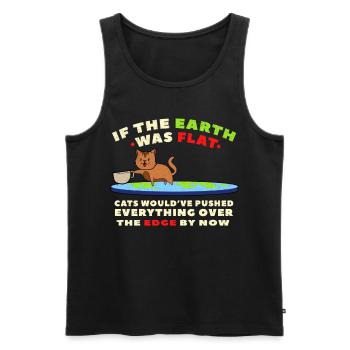 Funny cat flatearth - Men's Premium Organic Tank Top - black - Front - AI Model Male 178 light (178cm)