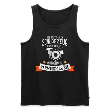 Schlagzeuger Frauenheld - Männer Premium Bio Tank Top - Schwarz - Vorne - Michal (187cm)