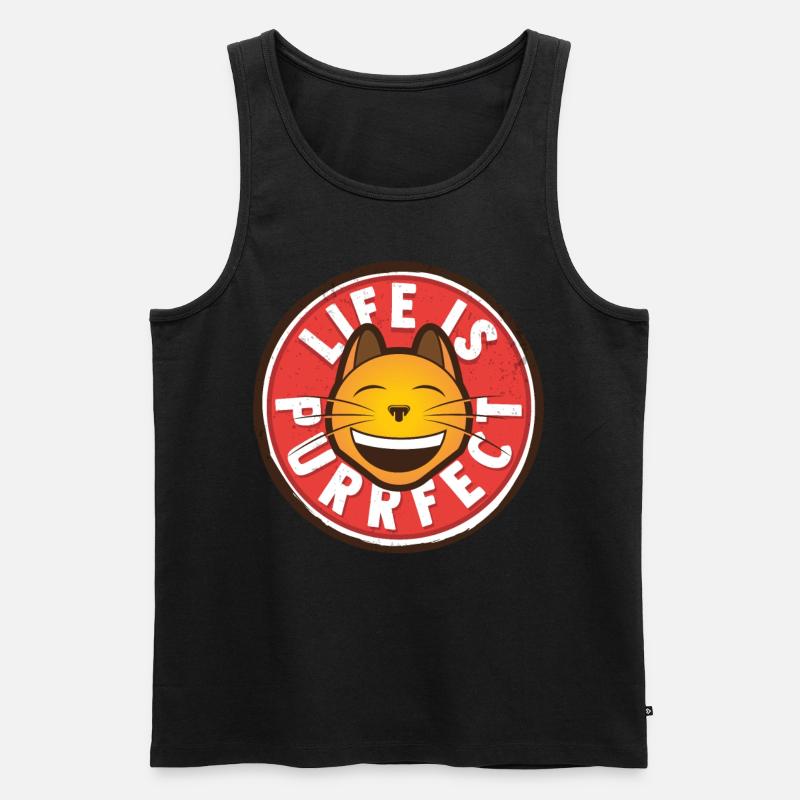 Katze Positiv denken - Männer Premium Bio Tank Top - Schwarz