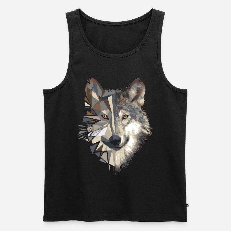 Wolf Hund - Männer Premium Bio Tank Top - Schwarz