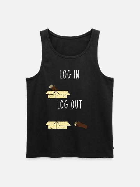 Informatik Witz Log In Log Out Nerd Büro Geschenk - Männer Premium Bio Tank Top - Schwarz