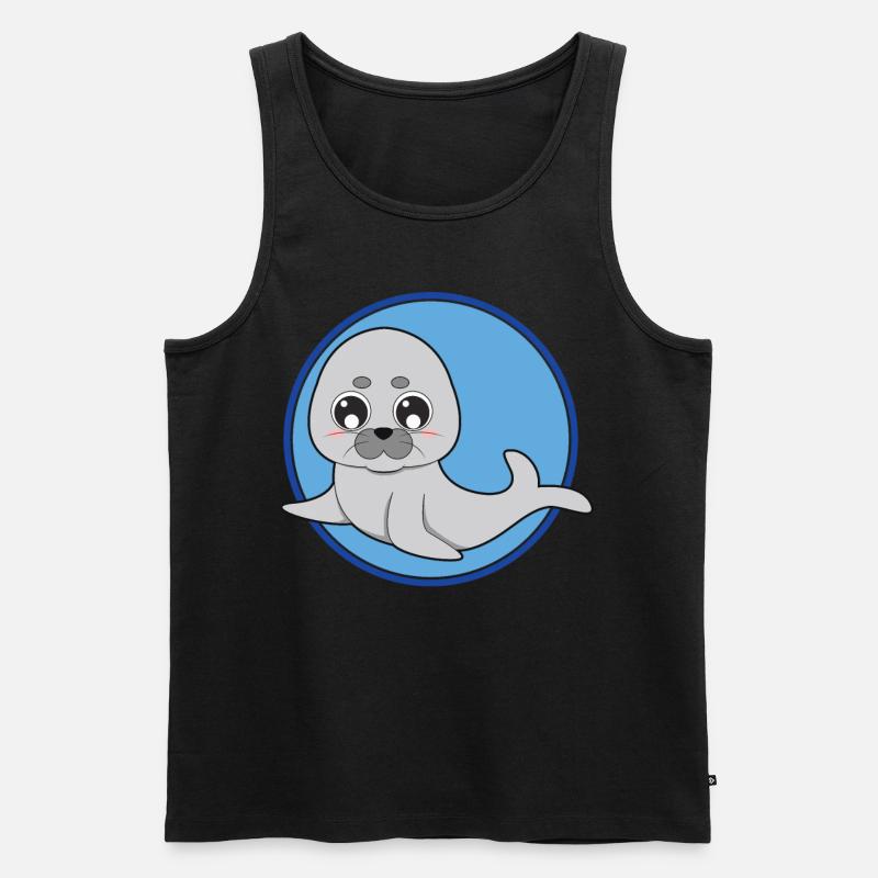 Seelöwe Robbe niedlich - Männer Premium Bio Tank Top - Schwarz