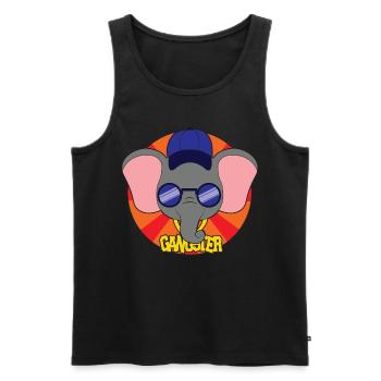 Animal cartoon elephant gangster - Men's Premium Organic Tank Top - black - Front - Michal (187cm)
