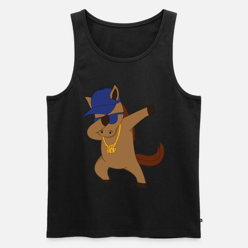 Pferd comic dabbing cool - Männer Premium Bio Tank Top - Schwarz