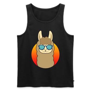 Lama Alpaca Cool Animals T-shirt Animal drôle - Débardeur bio Premium Homme - noir - Devant - AI Model Male 178 light (178cm)