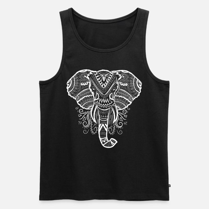Elefanten Mandala Illustration Elephant - Männer Premium Bio Tank Top - Schwarz