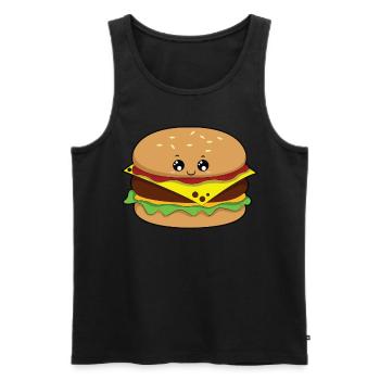 Cheeseburger burger alimentaire griller sandwich - Débardeur bio Premium Homme - noir - Devant - AI Model Male 178 light (178cm)