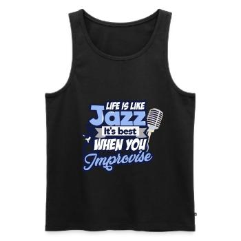 Jazz - Männer Premium Bio Tank Top - Schwarz - Vorne - AI Model Male 178 light (178cm)