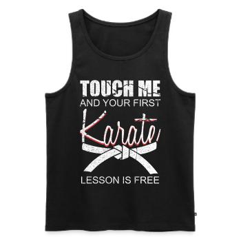 Karate Kämpfer Kampfsport Selbstverteidigung - Männer Premium Bio Tank Top - Schwarz - Vorne - Michal (187cm)