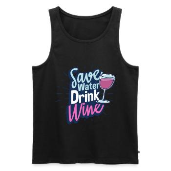 Wine - Men's Premium Organic Tank Top - black - Front - AI Model Male 178 light (178cm)