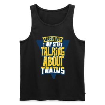 Les trains - Débardeur bio Premium Homme - noir - Devant - Michal (187cm)