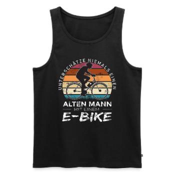 E-Biker E-Bike E bike Rentner Fahrrad Radfahrer - Männer Premium Bio Tank Top - Schwarz - Vorne - Michal (187cm)