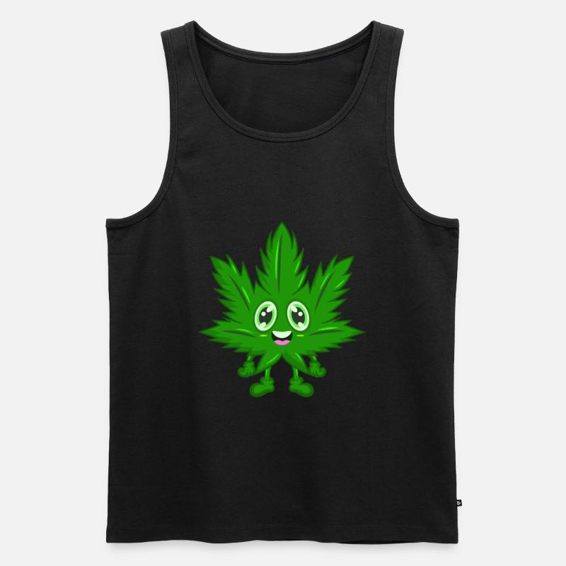 Cannabis Comic Hanf Blatt - Männer Premium Bio Tank Top - Schwarz