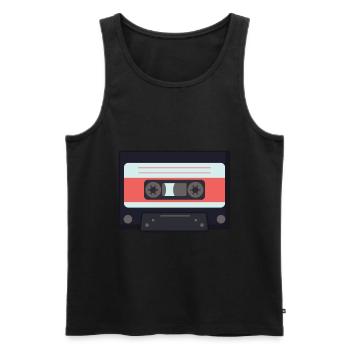 Cassette de musique vintage - Débardeur bio Premium Homme - noir - Devant - Michal (187cm)