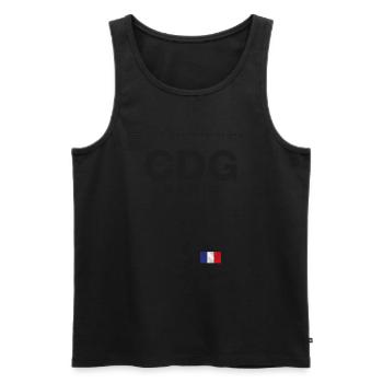 Paris airport tag - Paris - Men's Premium Organic Tank Top - black - Front - AI Model Male 178 light (178cm)