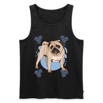 Mops Pug Blue Design - Débardeur bio Premium Homme - noir - Devant - Michal (187cm)