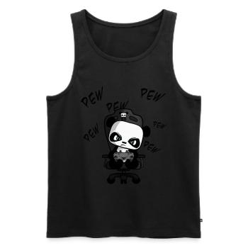 PEW PEW funny cute gaming panda, nerd, gambling - Men's Premium Organic Tank Top - black - Front - AI Model Male 178 light (178cm)