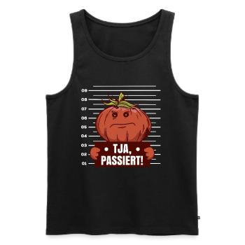 Tja Passiert! Tomaten Spruch Lustig Garten Gemüse - Männer Premium Bio Tank Top - Schwarz - Vorne - AI Model Male 178 light (178cm)